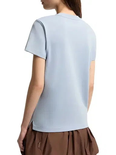 Moncler Women's Crew-Neck T-Shirt in Cotton - Light Blue - Size Large | Thumbnail 3