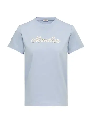 Moncler Women's Crew-Neck T-Shirt in Cotton - Light Blue - Size Large | Thumbnail 1