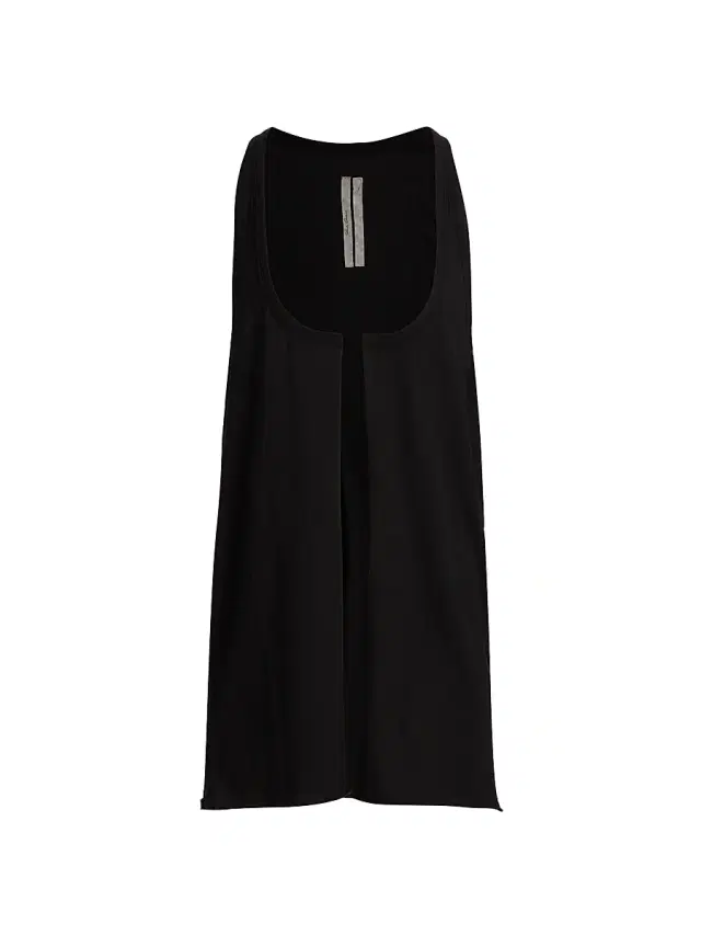 Rick Owens Men's Pony Open-Front Cotton Tank - Black