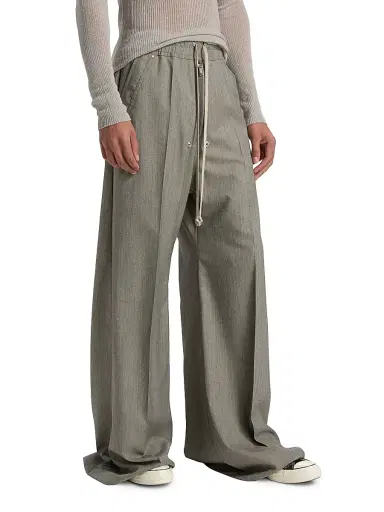 Rick Owens Men's Bela Wool Wide-Leg Pants - Grey Melange - Size 38 | Thumbnail 4 Rick Owens Men's Bela Wool Wide-Leg Pants - Grey Melange - Size 38 | Thumbnail 4