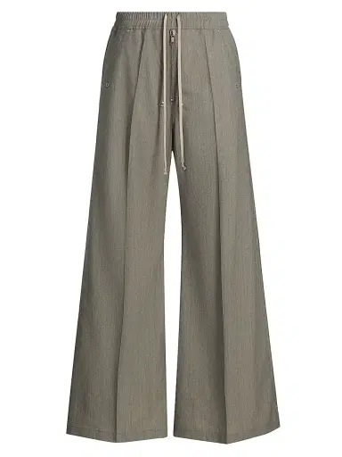 Rick Owens Men's Bela Wool Wide-Leg Pants - Grey Melange - Size 38 | Thumbnail 1 Rick Owens Men's Bela Wool Wide-Leg Pants - Grey Melange - Size 38 | Thumbnail 1