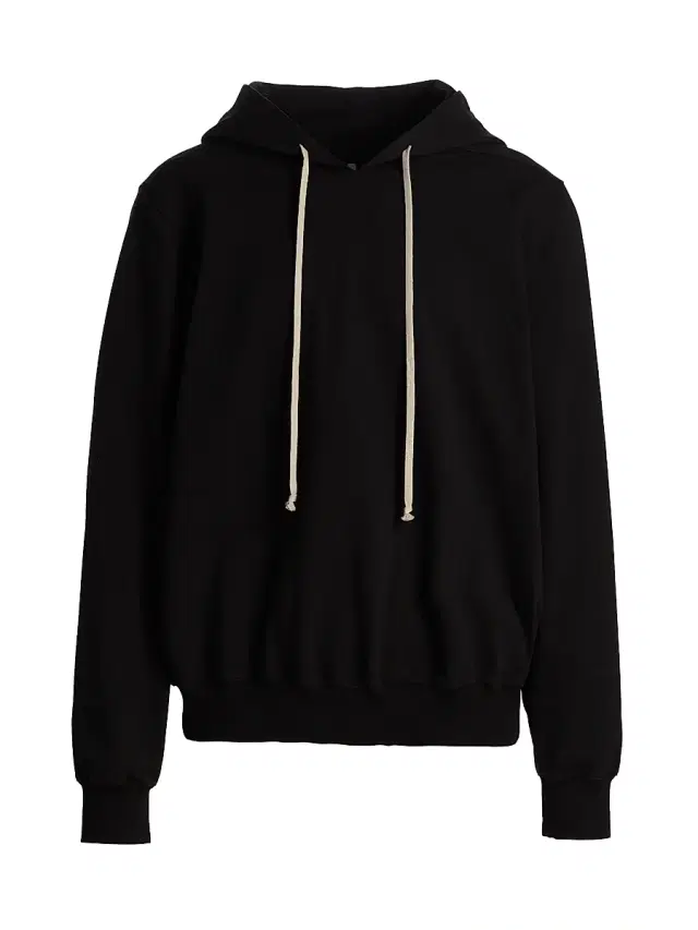 Rick Owens Men's Cotton T-Shirt Hoodie - Black Milk