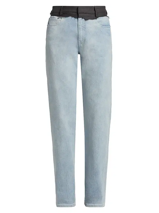 MM6 Maison Margiela Women's Layered Straight-Leg Jeans - Light Blue