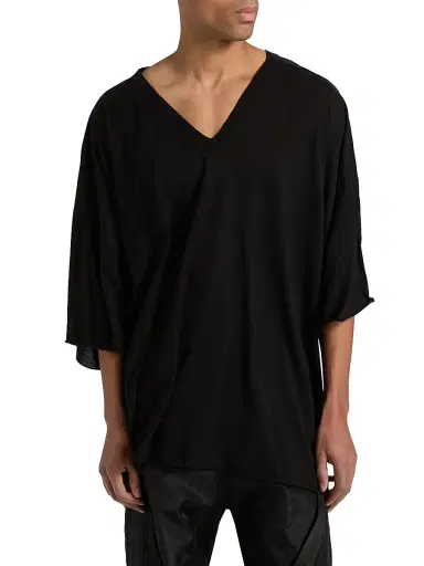 Rick Owens Men's Tommy V-Neck T-Shirt - Black | Thumbnail 3