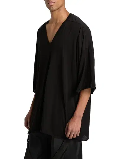 Rick Owens Men's Tommy V-Neck T-Shirt - Black | Thumbnail 4