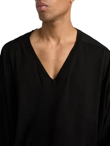 Rick Owens Men's Tommy V-Neck T-Shirt - Black | Thumbnail 6