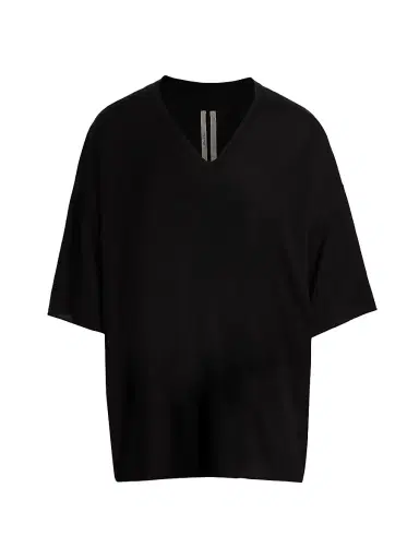 Rick Owens Men's Tommy V-Neck T-Shirt - Black | Thumbnail 1