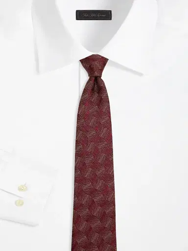 Emporio Armani Men's Wave-Pattern Silk Tie - Bordeaux | Thumbnail 2 Emporio Armani Men's Wave-Pattern Silk Tie - Bordeaux | Thumbnail 2