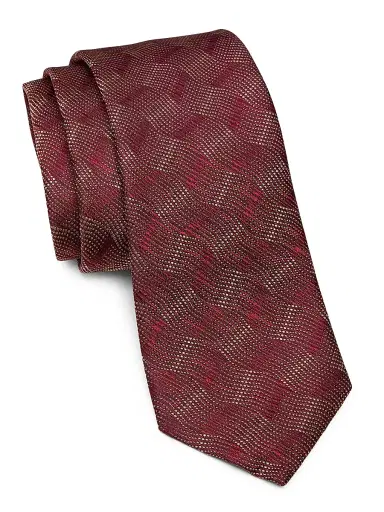 Emporio Armani Men's Wave-Pattern Silk Tie - Bordeaux | Thumbnail 1 Emporio Armani Men's Wave-Pattern Silk Tie - Bordeaux | Thumbnail 1
