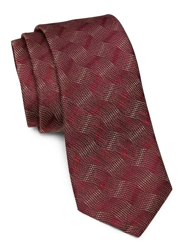 Emporio Armani Men's Wave-Pattern Silk Tie - Bordeaux