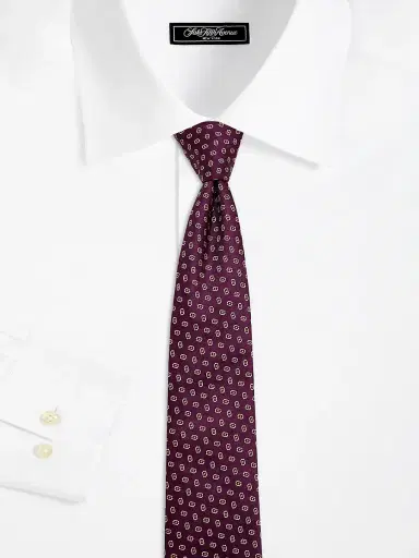 Emporio Armani Men's Geometric Woven Silk Tie - Vinaccia | Thumbnail 2