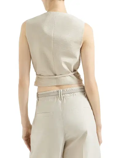 Brunello Cucinelli Women's Techno Cotton Poplin Vest - Beige - Size 12 | Thumbnail 3 Brunello Cucinelli Women's Techno Cotton Poplin Vest - Beige - Size 12 | Thumbnail 3