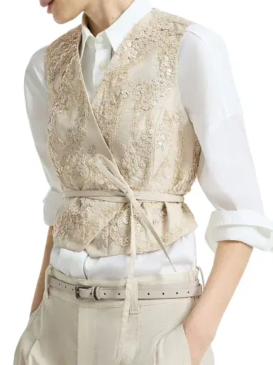 Brunello Cucinelli Women's Techno Cotton Poplin Vest - Beige - Size 12 | Thumbnail 5 Brunello Cucinelli Women's Techno Cotton Poplin Vest - Beige - Size 12 | Thumbnail 5