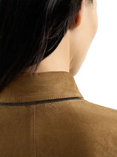 Brunello Cucinelli Women's Suede Shirt with Monili - Light Brown - Size 14 | Thumbnail 4 Brunello Cucinelli Women's Suede Shirt with Monili - Light Brown - Size 14 | Thumbnail 4