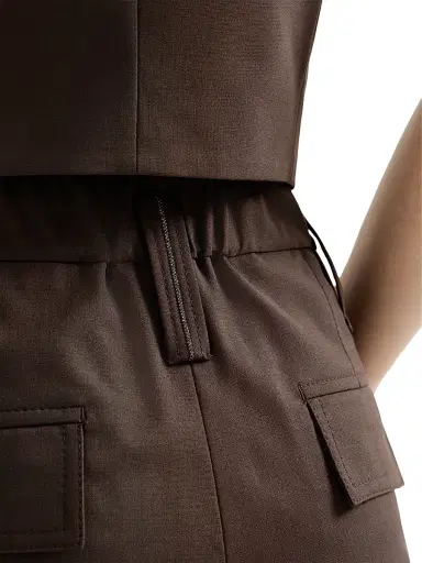 Brunello Cucinelli Women's Tropical Luxury Wool Formal Shorts - Cocoa | Thumbnail 4