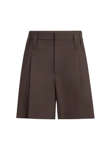 Brunello Cucinelli Women's Tropical Luxury Wool Formal Shorts - Cocoa | Thumbnail 1
