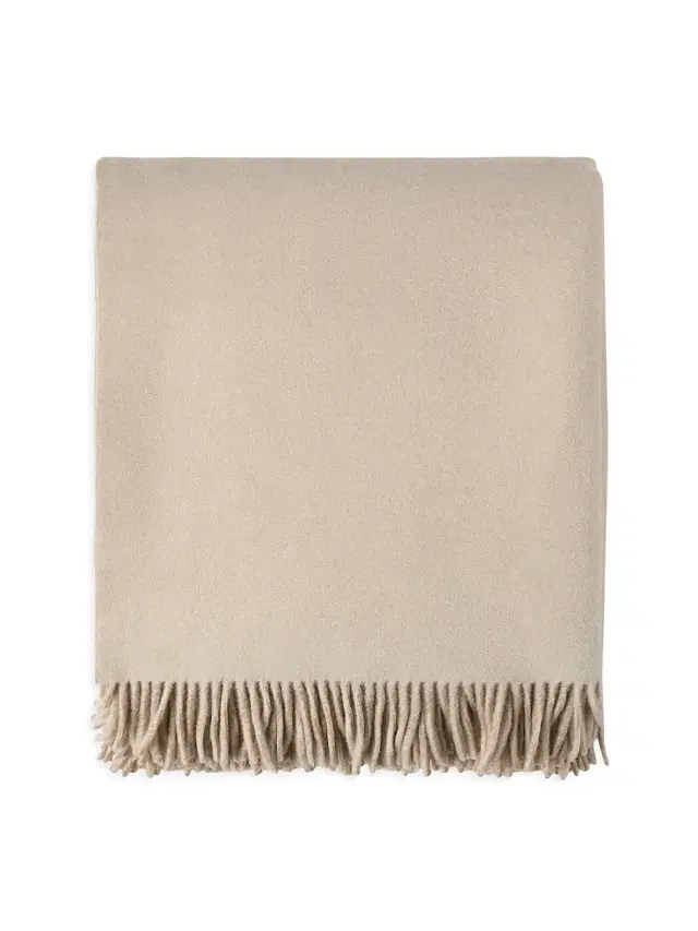 Brunello Cucinelli Cashmere Double Cloth Throw with Fringe - Beige