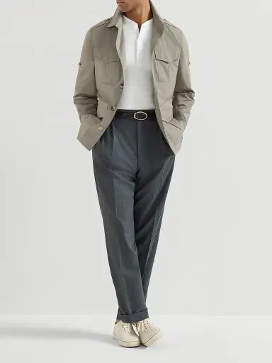 Brunello Cucinelli Men's Ribbed Stretch Cotton and Modal Jersey T-Shirt with Henley Collar - White - Size XXXL | Thumbnail 6