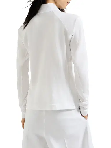 Brunello Cucinelli Women's Techno Piqué Sweatshirt with Logo and Precious Half Zip - White | Thumbnail 3