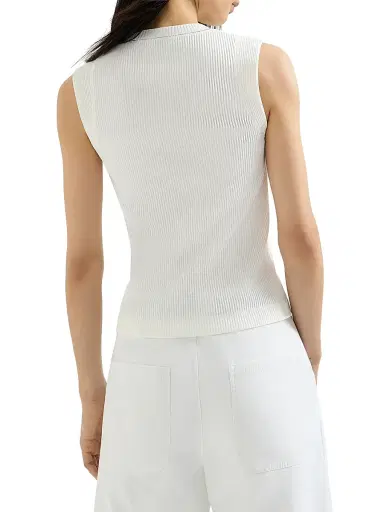 Brunello Cucinelli Women's Cotton Ribbed Jersey Top with Monili - | Thumbnail 3 Brunello Cucinelli Women's Cotton Ribbed Jersey Top with Monili - | Thumbnail 3