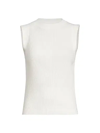 Brunello Cucinelli Women's Cotton Ribbed Jersey Top with Monili - | Thumbnail 1 Brunello Cucinelli Women's Cotton Ribbed Jersey Top with Monili - | Thumbnail 1