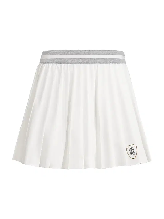 Brunello Cucinelli Women's Techno Poplin Pleated Skirt with Logo - White