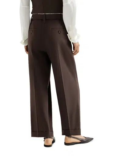 Brunello Cucinelli Women's Tropical Luxury Wool Baggy Sartorial Trousers - Cocoa | Thumbnail 3 Brunello Cucinelli Women's Tropical Luxury Wool Baggy Sartorial Trousers - Cocoa | Thumbnail 3