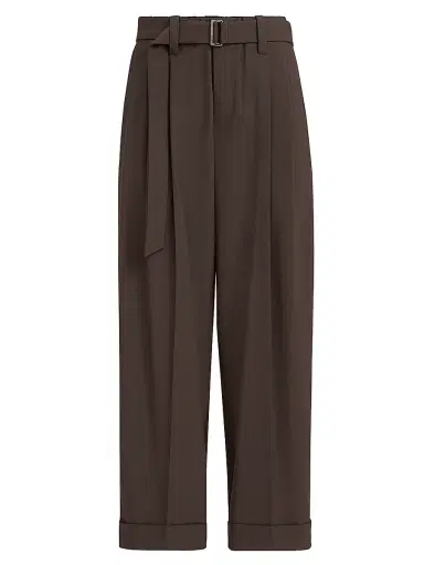 Brunello Cucinelli Women's Tropical Luxury Wool Baggy Sartorial Trousers - Cocoa | Thumbnail 1 Brunello Cucinelli Women's Tropical Luxury Wool Baggy Sartorial Trousers - Cocoa | Thumbnail 1