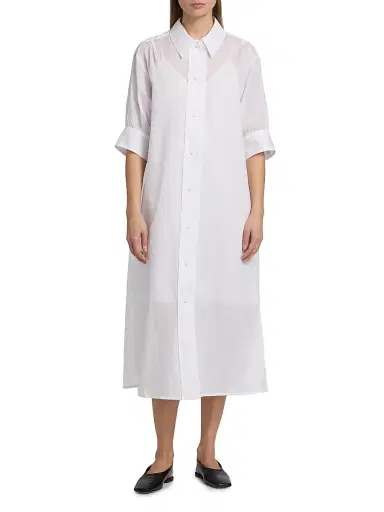 Jil Sander Women's Cotton Relaxed-Fit Midi-Shirtdress - Optic White | Thumbnail 3 Jil Sander Women's Cotton Relaxed-Fit Midi-Shirtdress - Optic White | Thumbnail 3