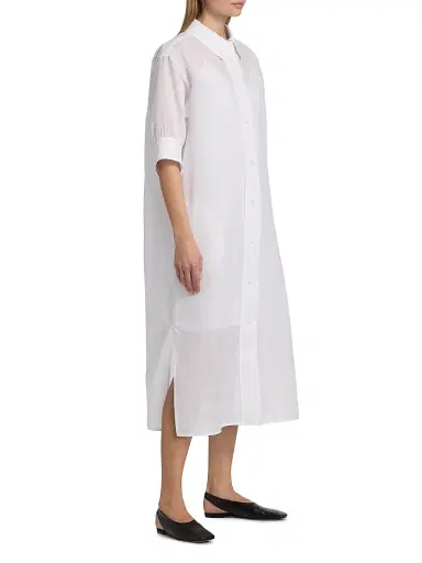 Jil Sander Women's Cotton Relaxed-Fit Midi-Shirtdress - Optic White | Thumbnail 4 Jil Sander Women's Cotton Relaxed-Fit Midi-Shirtdress - Optic White | Thumbnail 4