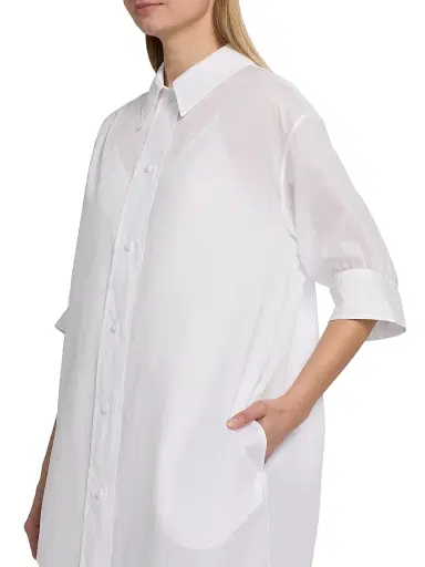 Jil Sander Women's Cotton Relaxed-Fit Midi-Shirtdress - Optic White | Thumbnail 6 Jil Sander Women's Cotton Relaxed-Fit Midi-Shirtdress - Optic White | Thumbnail 6