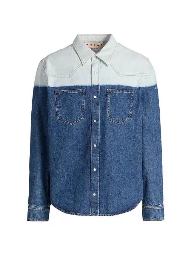 Marni Men's Gradient Bleach Denim Shirt - Ultramarine