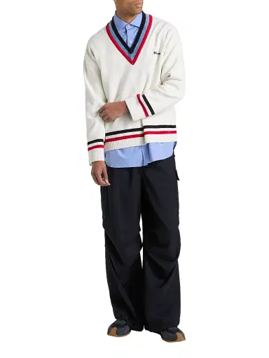 Marni Men's Striped Trim V-Neck Knit Sweater - Alabaster | Thumbnail 2