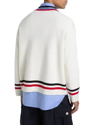 Marni Men's Striped Trim V-Neck Knit Sweater - Alabaster | Thumbnail 5