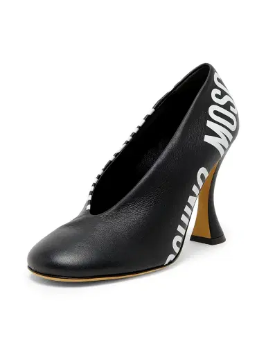 MOSCHINO Women's Duck 100MM Logo Leather Pumps | Thumbnail 2