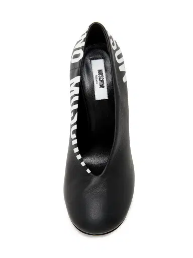 MOSCHINO Women's Duck 100MM Logo Leather Pumps | Thumbnail 4