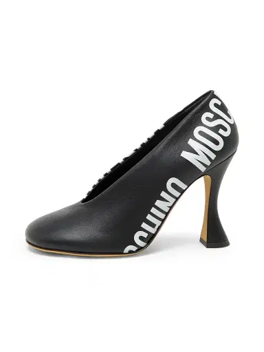 MOSCHINO Women's Duck 100MM Logo Leather Pumps | Thumbnail 6