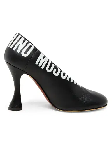 MOSCHINO Women's Duck 100MM Logo Leather Pumps | Thumbnail 1