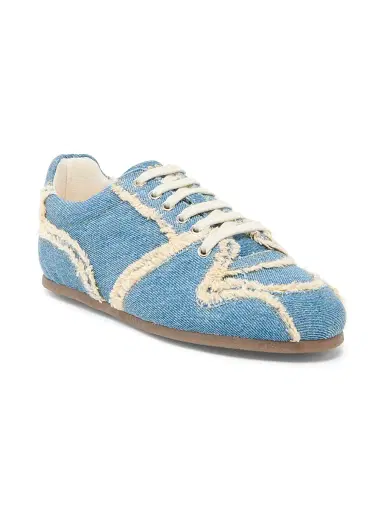 MOSCHINO Women's Denim Frayed Low-Top Sneakers | Thumbnail 2 MOSCHINO Women's Denim Frayed Low-Top Sneakers | Thumbnail 2