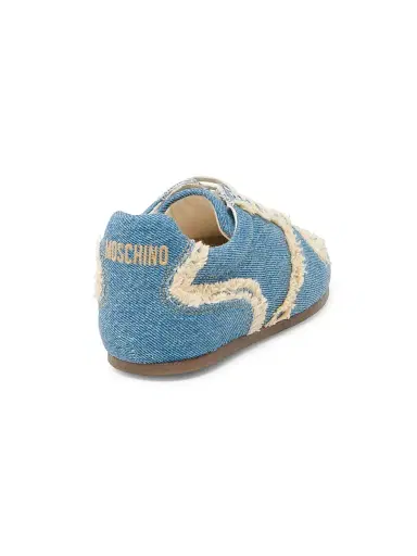 MOSCHINO Women's Denim Frayed Low-Top Sneakers - Denim - Size 11 | Thumbnail 3