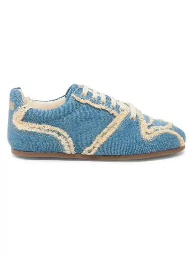 MOSCHINO Women's Denim Frayed Low-Top Sneakers | Thumbnail 1 MOSCHINO Women's Denim Frayed Low-Top Sneakers | Thumbnail 1