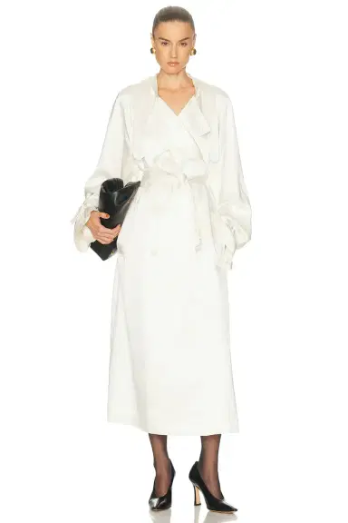 TOTEME Draped Satin Trench Coat | Thumbnail 1 TOTEME Draped Satin Trench Coat | Thumbnail 1