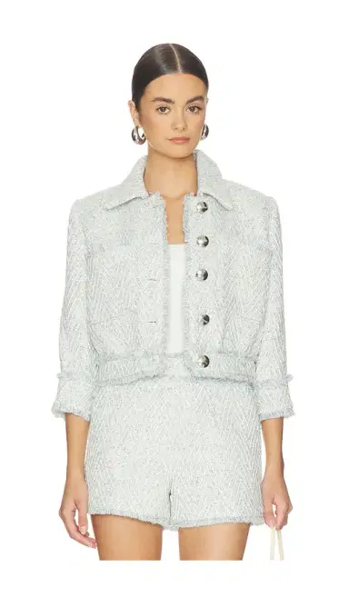 L'Agence Jia Crop 3/4 Sleeve Fringe Jacket | Thumbnail 1 L'Agence Jia Crop 3/4 Sleeve Fringe Jacket | Thumbnail 1