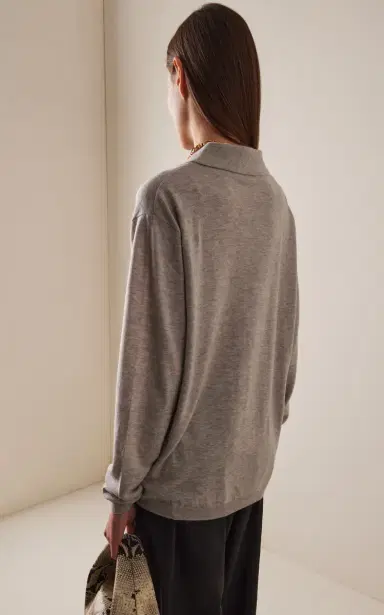 The Frankie Shop Tala Knit Wool-Blend Polo Shirt | Thumbnail 4