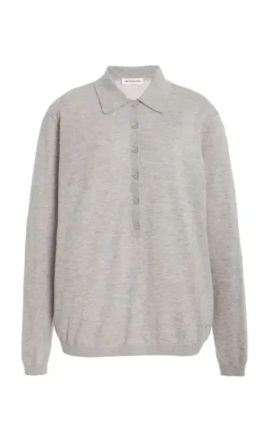 The Frankie Shop Tala Knit Wool-Blend Polo Shirt | Thumbnail 6