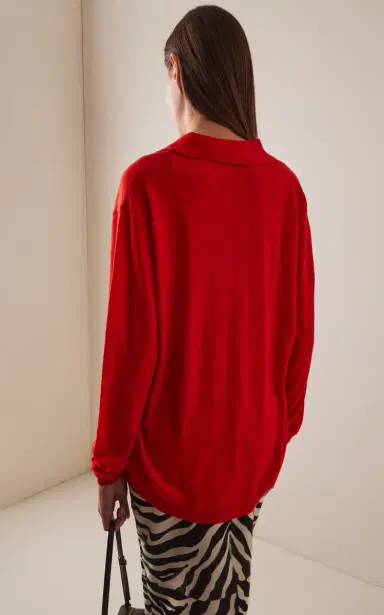 The Frankie Shop Tala Knit Wool-Blend Polo Shirt | Thumbnail 4