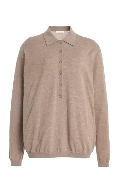 The Frankie Shop Tala Knit Wool-Blend Polo Shirt | Thumbnail 6