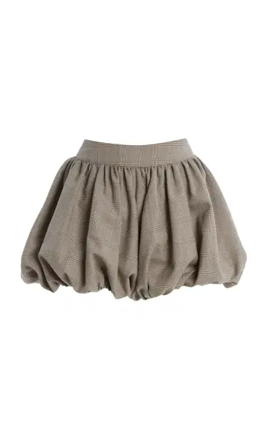 The Frankie Shop Alina Plaid Wool-Blend Bubble-Hem Shorts | Thumbnail 1 The Frankie Shop Alina Plaid Wool-Blend Bubble-Hem Shorts | Thumbnail 1