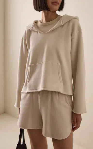 Les Tien Rachel Raw-Edge Cotton Cropped Hoodie | Thumbnail 2 Les Tien Rachel Raw-Edge Cotton Cropped Hoodie | Thumbnail 2