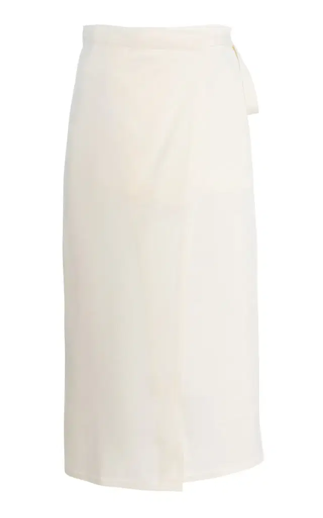 Cotton-Silk Midi Wrap Skirt